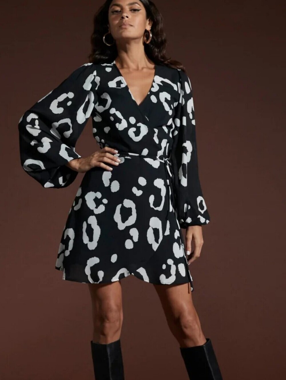 Boutique Dancing Leopard Ginger Mini Wrap Dress Animal Print Sz 12